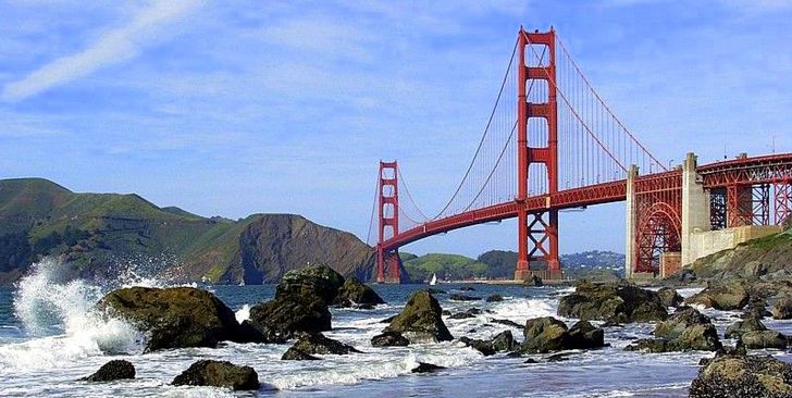 Golden Gate Bridge vom Marshall Beach aus, San Francisco, Kalifornien