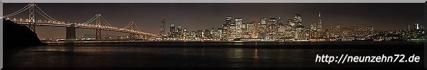 Die Skyline von San Francisco bei Nacht von Treasure Island aus
