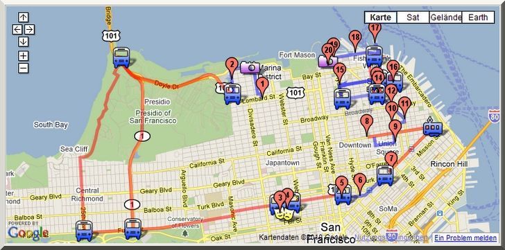 Tagesplan San Francisco zu Fuß